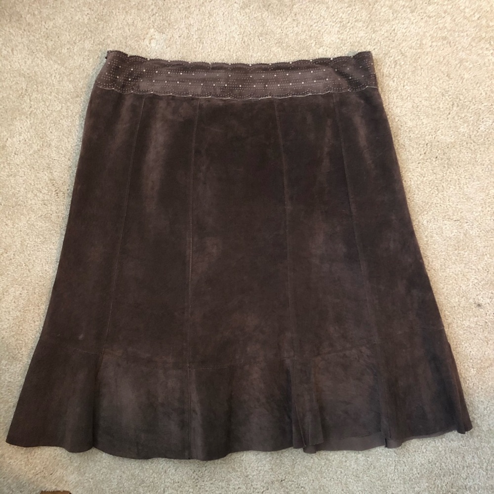 CAbi Brown Leather Lined Skirt-Size 12-Beautiful!